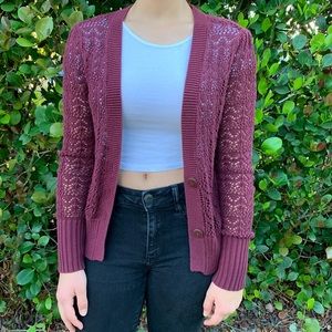 maroon cardigan